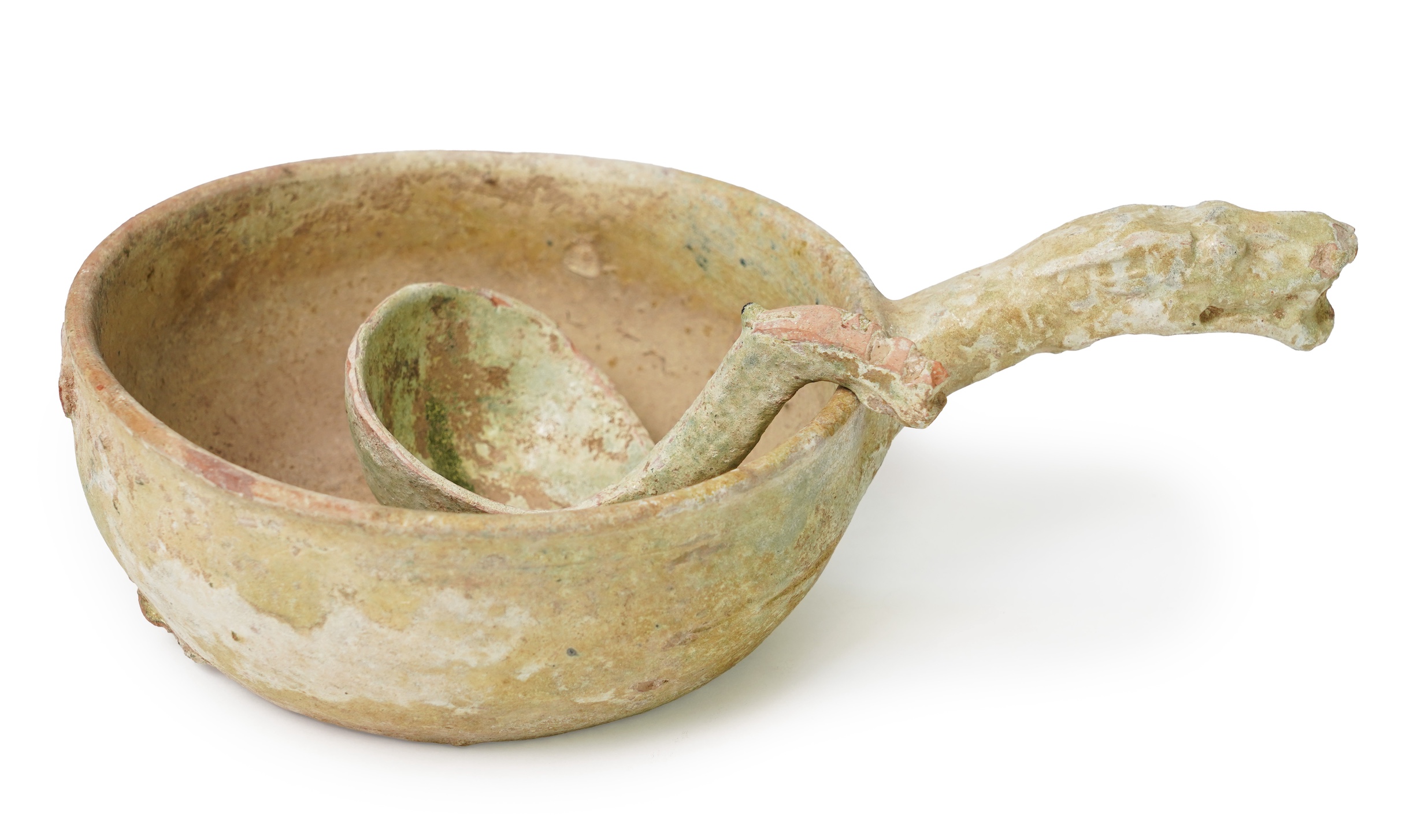 A Chinese earthenware scoop and a similar ladle, Han Dynasty (1st-2nd century A.D.)